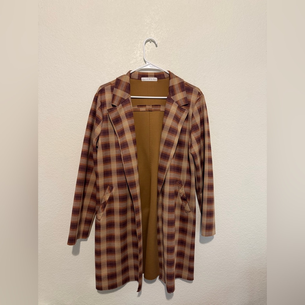 Potter's Pot Plaid Trench Coat in Brown and Tan